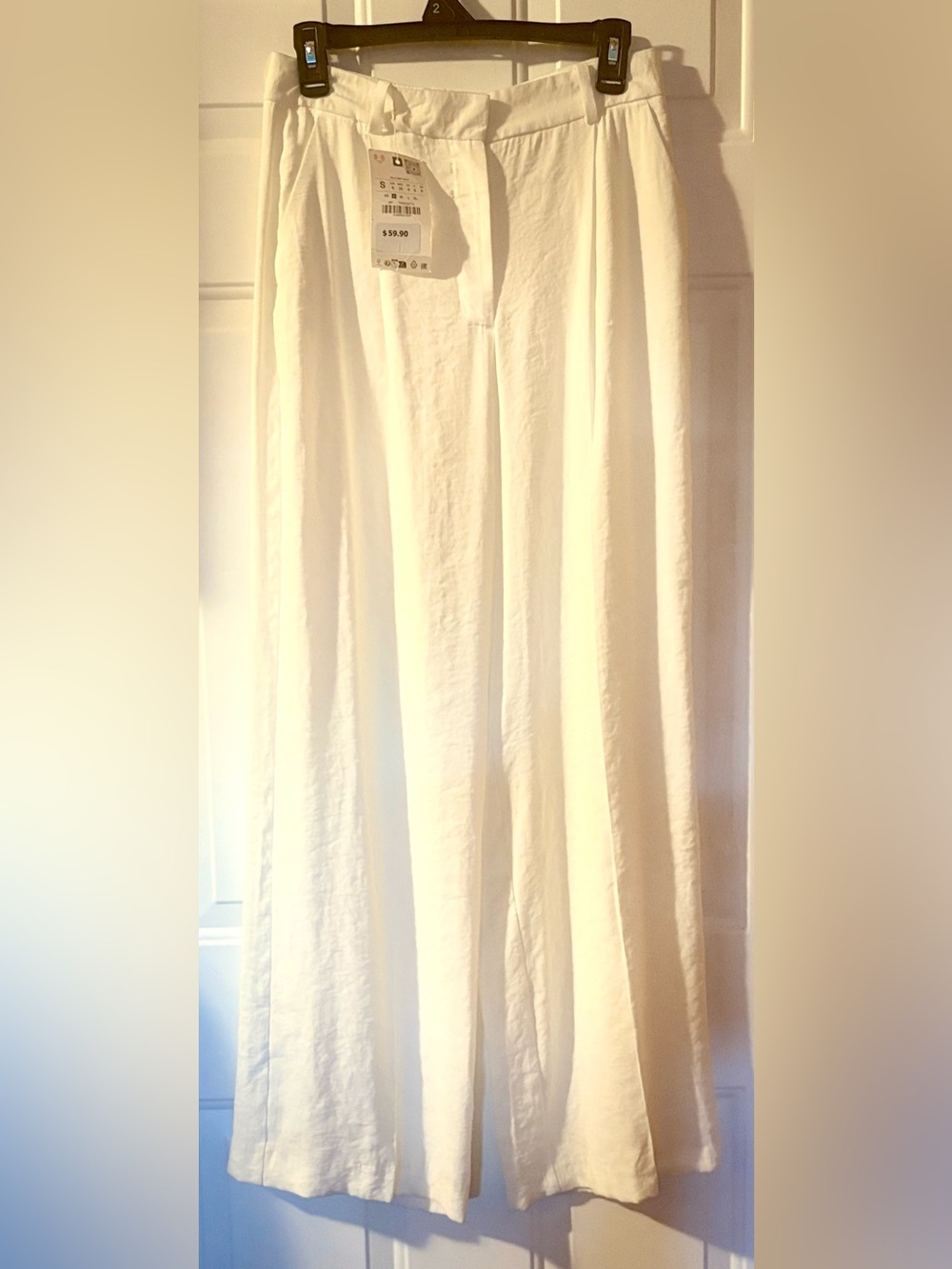 NWT Viscose wide-leg pants, Zara ZW Collection Vented Pants, oyster white size S